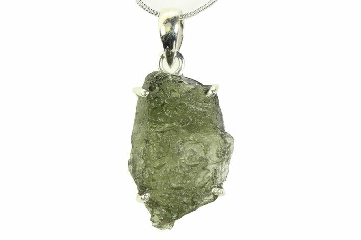 Green Moldavite Tektite Pendant ( g) - Czech Republic #359291